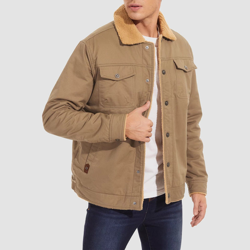Men's Sherpa Lined Jacket with Multiple Pockets - Warm, Stylish & Functional Outerwear