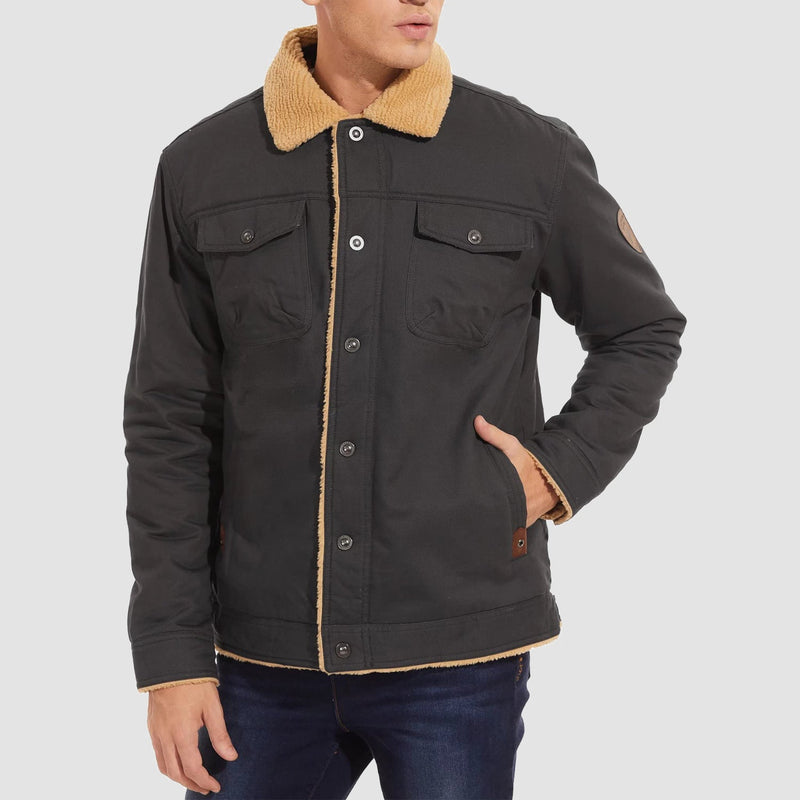Men's Sherpa Lined Jacket with Multiple Pockets - Warm, Stylish & Functional Outerwear