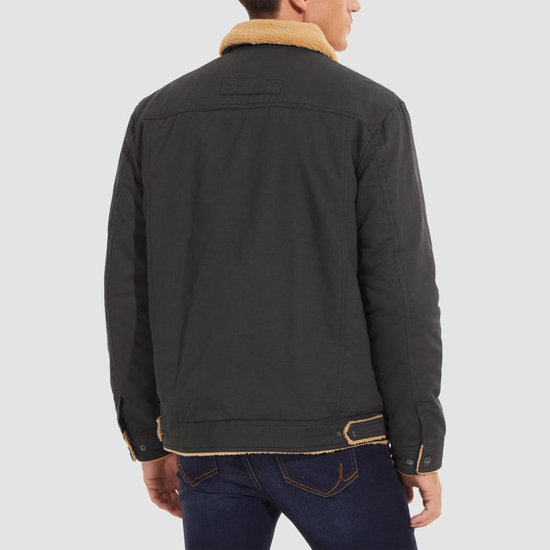 Men's Sherpa Lined Jacket with Multiple Pockets - Warm, Stylish & Functional Outerwear