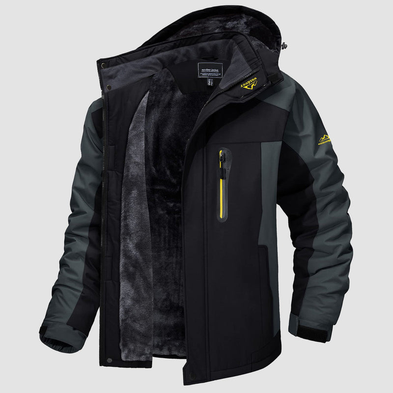 Men's Water-Resistant Ski Jacket - Insulated Fleece Lined Winter Coat for Cold Weather