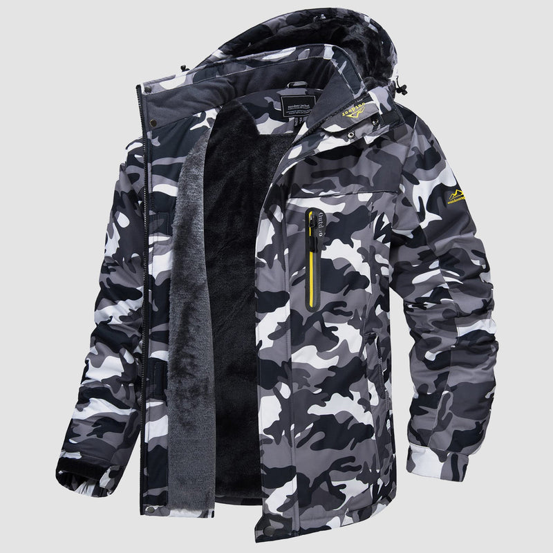 Men's Water-Resistant Ski Jacket - Insulated Fleece Lined Winter Coat for Cold Weather