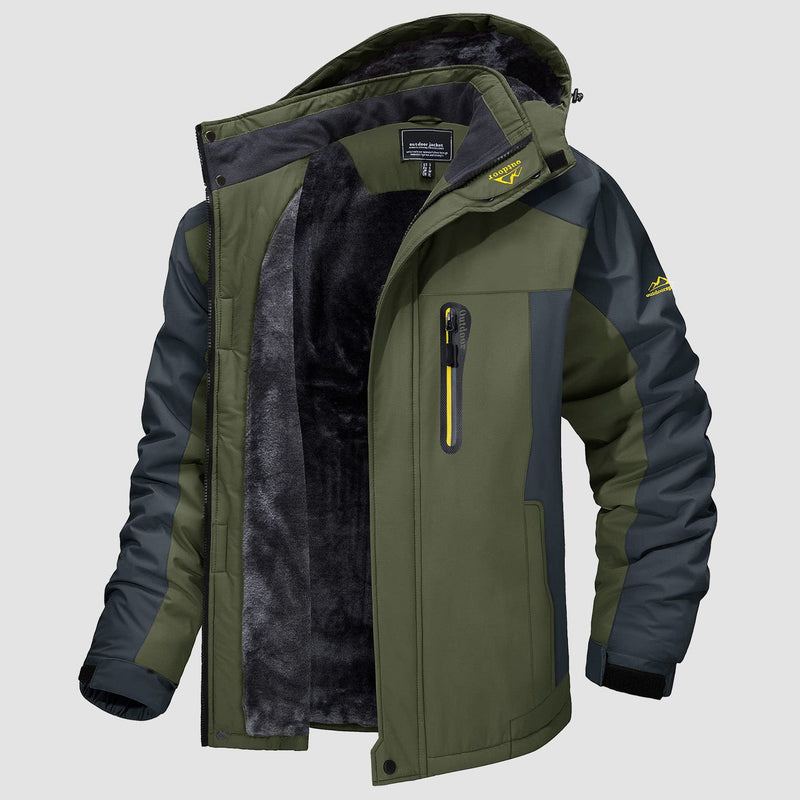 Men's Water-Resistant Ski Jacket - Insulated Fleece Lined Winter Coat for Cold Weather