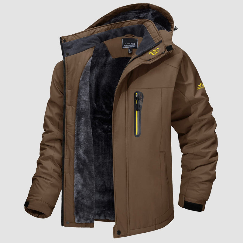 Men's Water-Resistant Ski Jacket - Insulated Fleece Lined Winter Coat for Cold Weather
