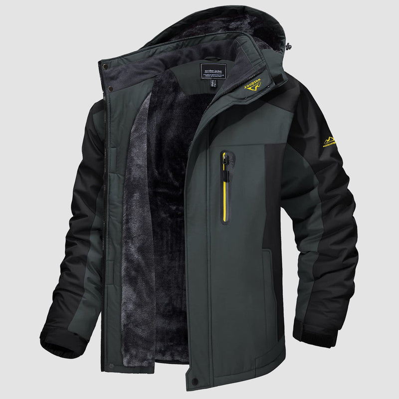 Men's Water-Resistant Ski Jacket - Insulated Fleece Lined Winter Coat for Cold Weather