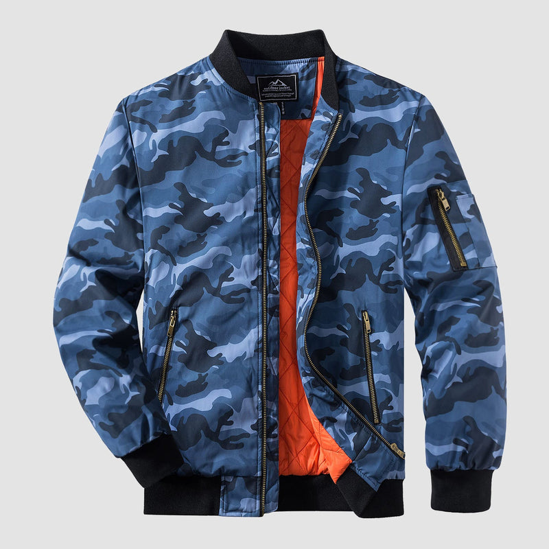 Men's Casual Zip-Up Bomber Jacket - Lightweight Windbreaker for Everyday Wear
