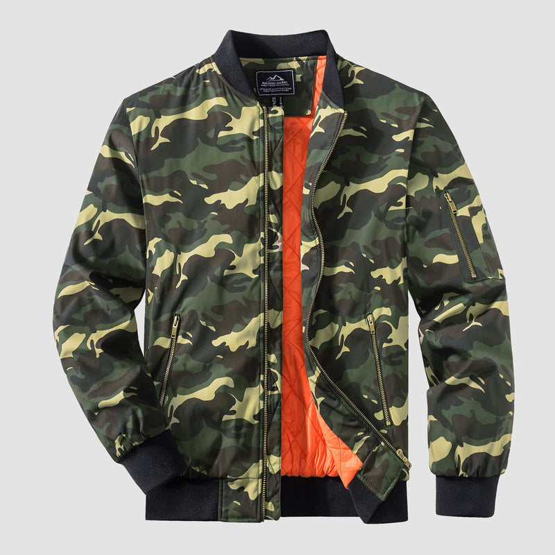 Men's Casual Zip-Up Bomber Jacket - Lightweight Windbreaker for Everyday Wear