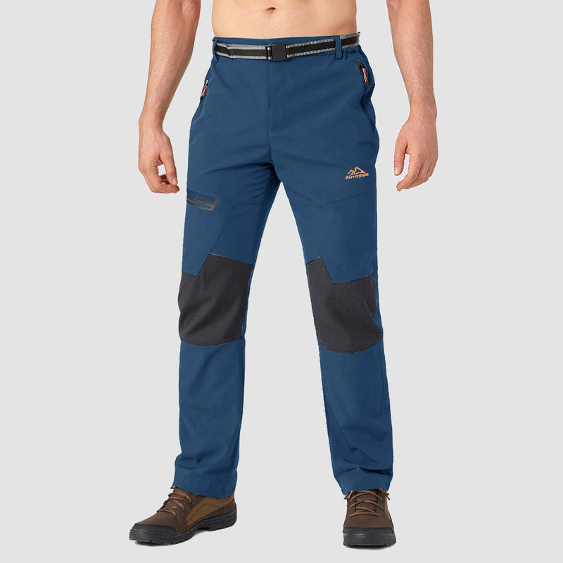Men's Water-Resistant Fleece-Lined Ski Pants with 4 Zip Pockets - Ultimate Comfort & Warmth for Winter Sports
