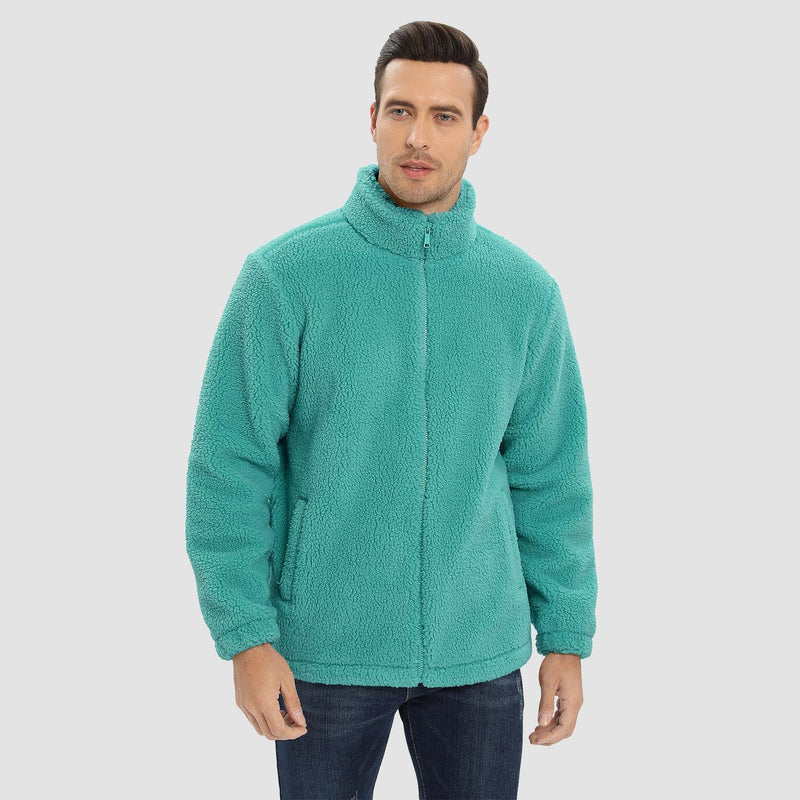 Men's Fluffy Sherpa Fleece Jacket - Full Zip Casual Winter Outerwear for Ultimate Warmth and Comfort
