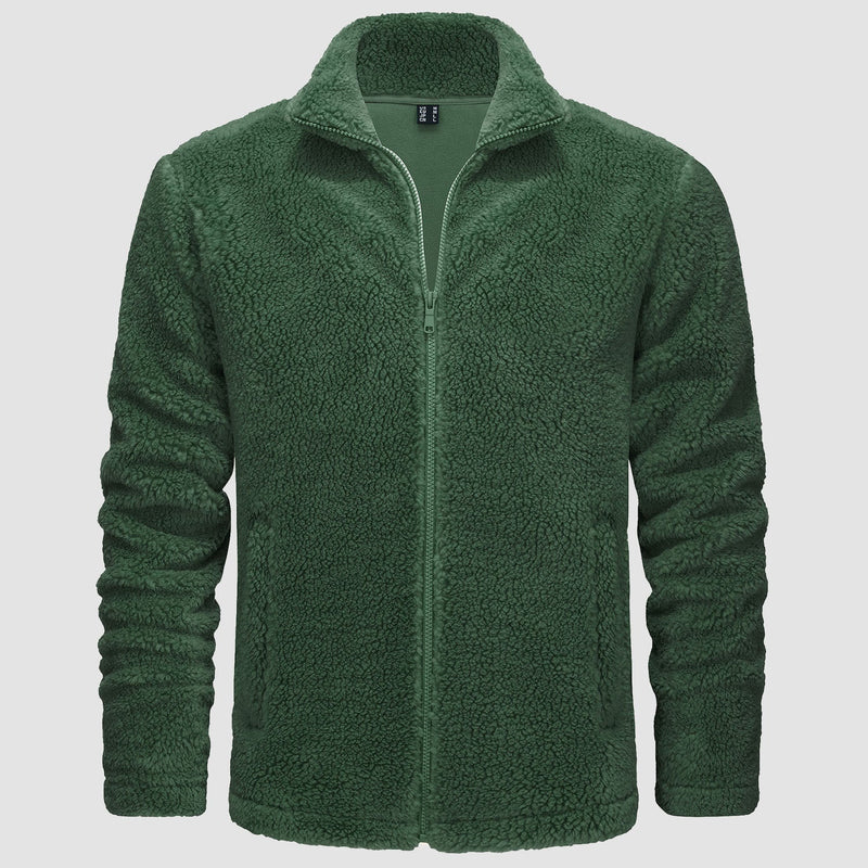 Men's Fluffy Sherpa Fleece Jacket - Full Zip Casual Winter Outerwear for Ultimate Warmth and Comfort