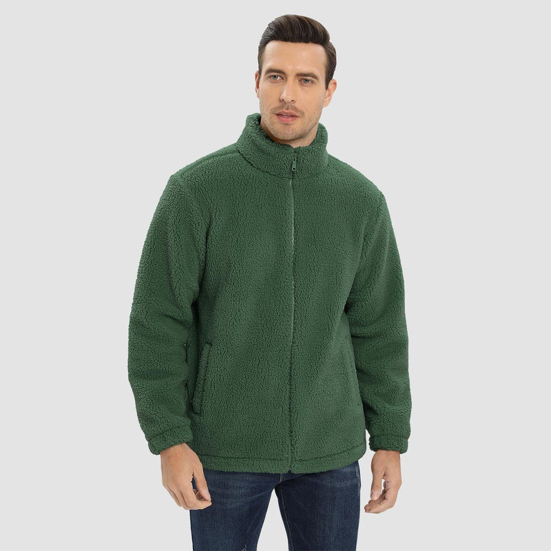 Men's Fluffy Sherpa Fleece Jacket - Full Zip Casual Winter Outerwear for Ultimate Warmth and Comfort