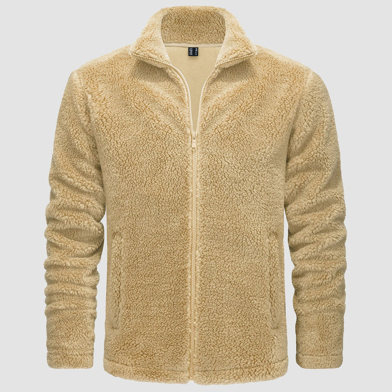 Men's Fluffy Sherpa Fleece Jacket - Full Zip Casual Winter Outerwear for Ultimate Warmth and Comfort