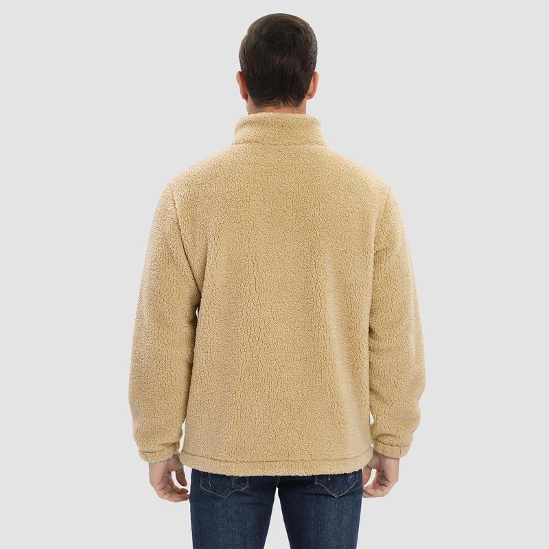 Men's Fluffy Sherpa Fleece Jacket - Full Zip Casual Winter Outerwear for Ultimate Warmth and Comfort