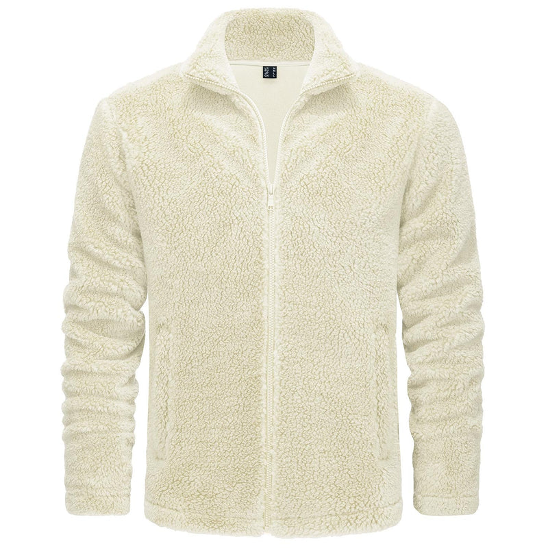 Men's Fluffy Sherpa Fleece Jacket - Full Zip Casual Winter Outerwear for Ultimate Warmth and Comfort