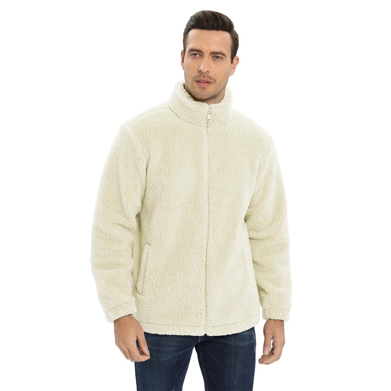Men's Fluffy Sherpa Fleece Jacket - Full Zip Casual Winter Outerwear for Ultimate Warmth and Comfort