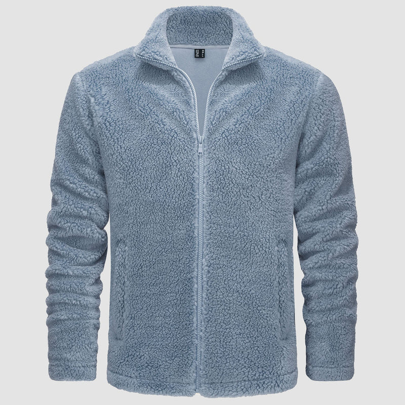 Men's Fluffy Sherpa Fleece Jacket - Full Zip Casual Winter Outerwear for Ultimate Warmth and Comfort