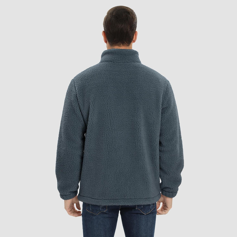 Men's Fluffy Sherpa Fleece Jacket - Full Zip Casual Winter Outerwear for Ultimate Warmth and Comfort