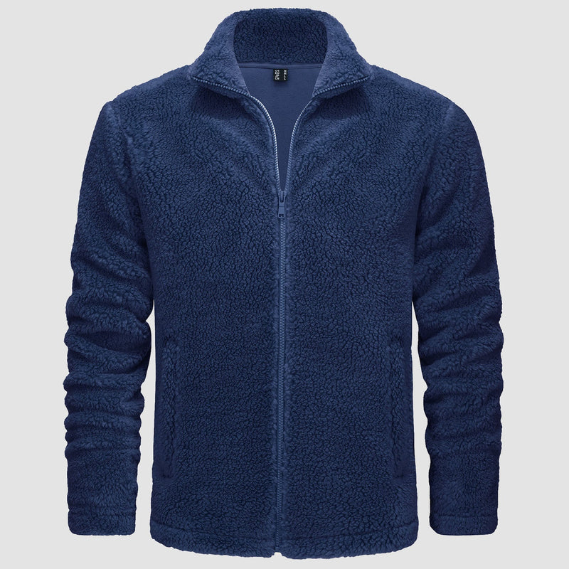 Men's Fluffy Sherpa Fleece Jacket - Full Zip Casual Winter Outerwear for Ultimate Warmth and Comfort