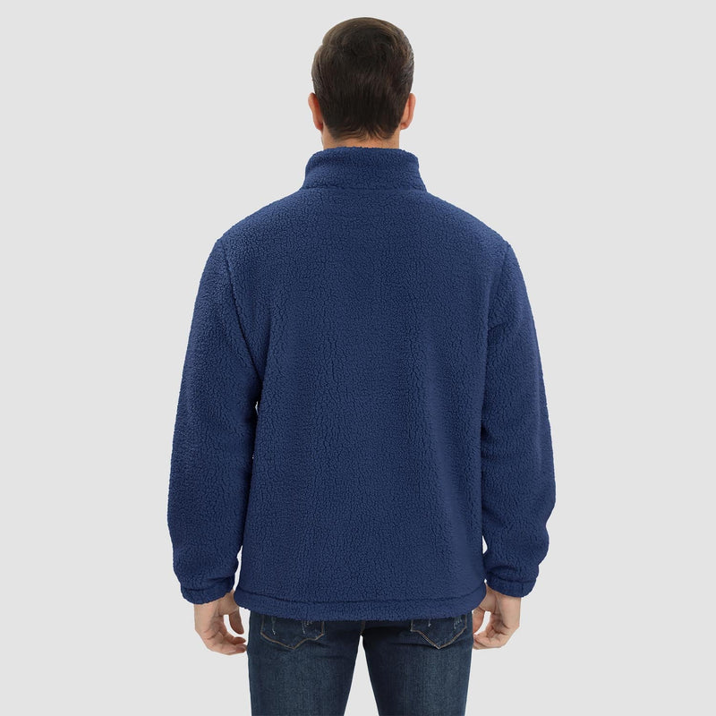 Men's Fluffy Sherpa Fleece Jacket - Full Zip Casual Winter Outerwear for Ultimate Warmth and Comfort