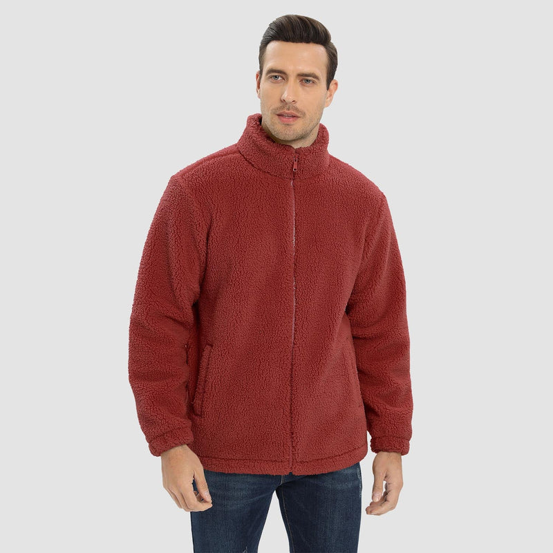 Men's Fluffy Sherpa Fleece Jacket - Full Zip Casual Winter Outerwear for Ultimate Warmth and Comfort