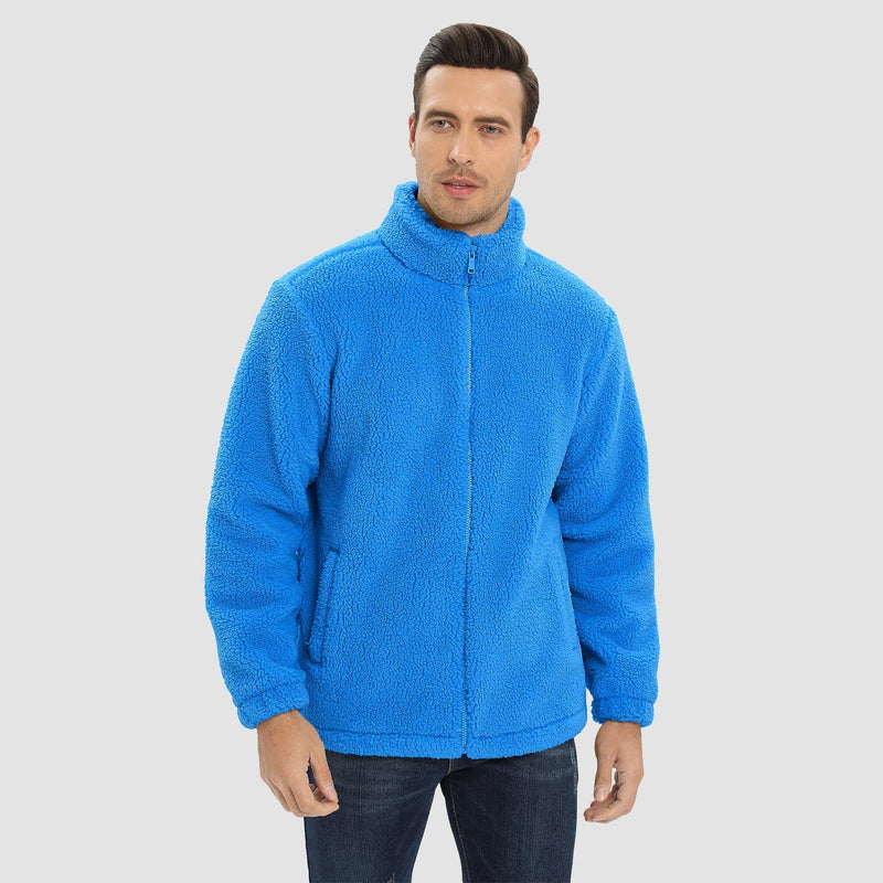 Men's Fluffy Sherpa Fleece Jacket - Full Zip Casual Winter Outerwear for Ultimate Warmth and Comfort