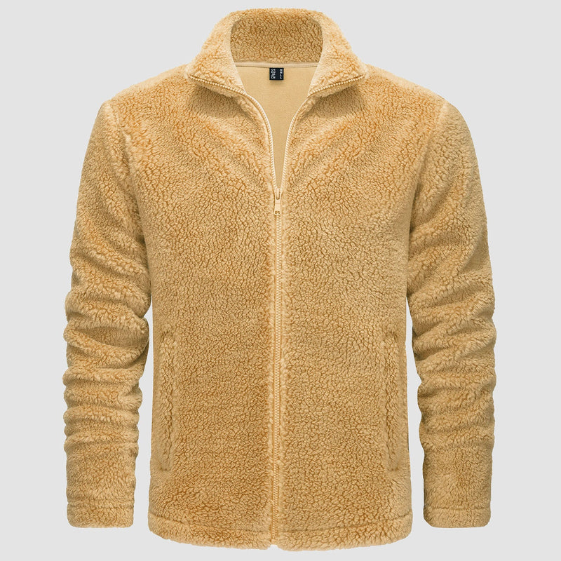 Men's Fluffy Sherpa Fleece Jacket - Full Zip Casual Winter Outerwear for Ultimate Warmth and Comfort