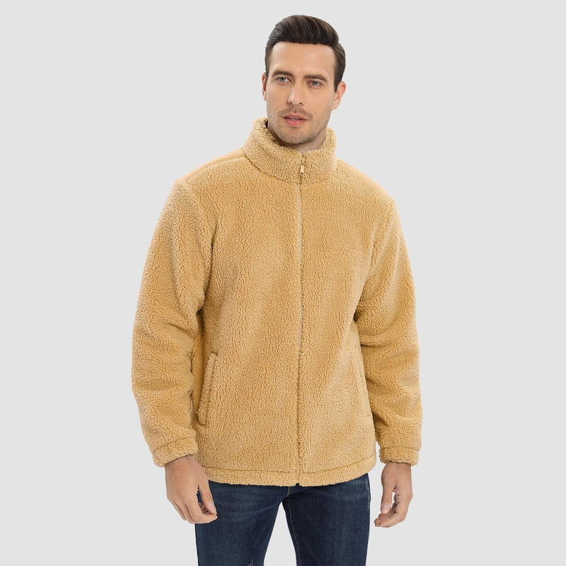 Men's Fluffy Sherpa Fleece Jacket - Full Zip Casual Winter Outerwear for Ultimate Warmth and Comfort