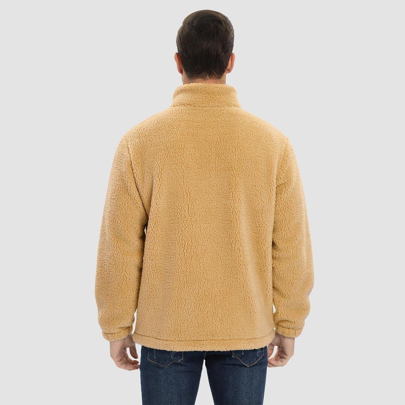 Men's Fluffy Sherpa Fleece Jacket - Full Zip Casual Winter Outerwear for Ultimate Warmth and Comfort