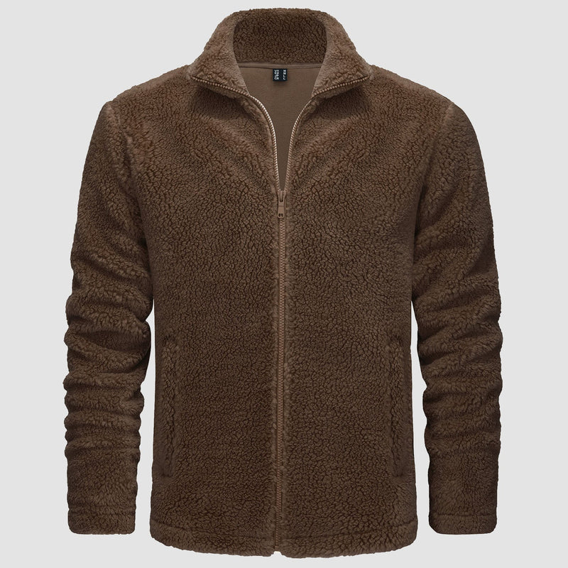 Men's Fluffy Sherpa Fleece Jacket - Full Zip Casual Winter Outerwear for Ultimate Warmth and Comfort