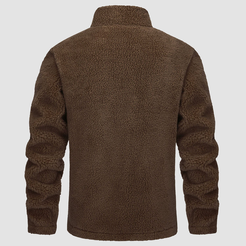Men's Fluffy Sherpa Fleece Jacket - Full Zip Casual Winter Outerwear for Ultimate Warmth and Comfort