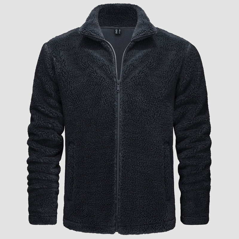 Men's Fluffy Sherpa Fleece Jacket - Full Zip Casual Winter Outerwear for Ultimate Warmth and Comfort