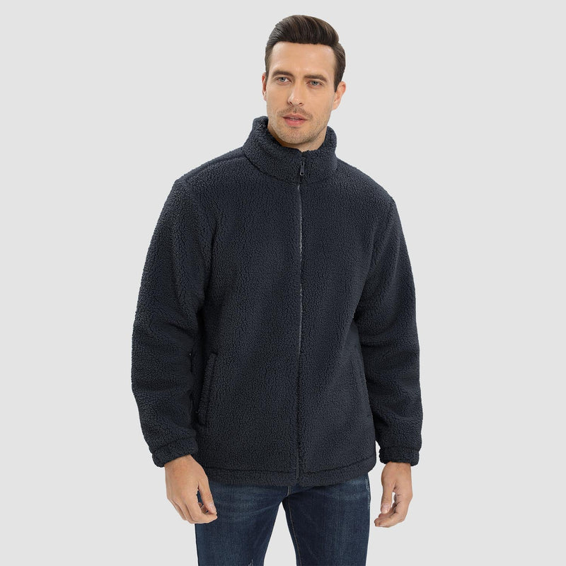 Men's Fluffy Sherpa Fleece Jacket - Full Zip Casual Winter Outerwear for Ultimate Warmth and Comfort