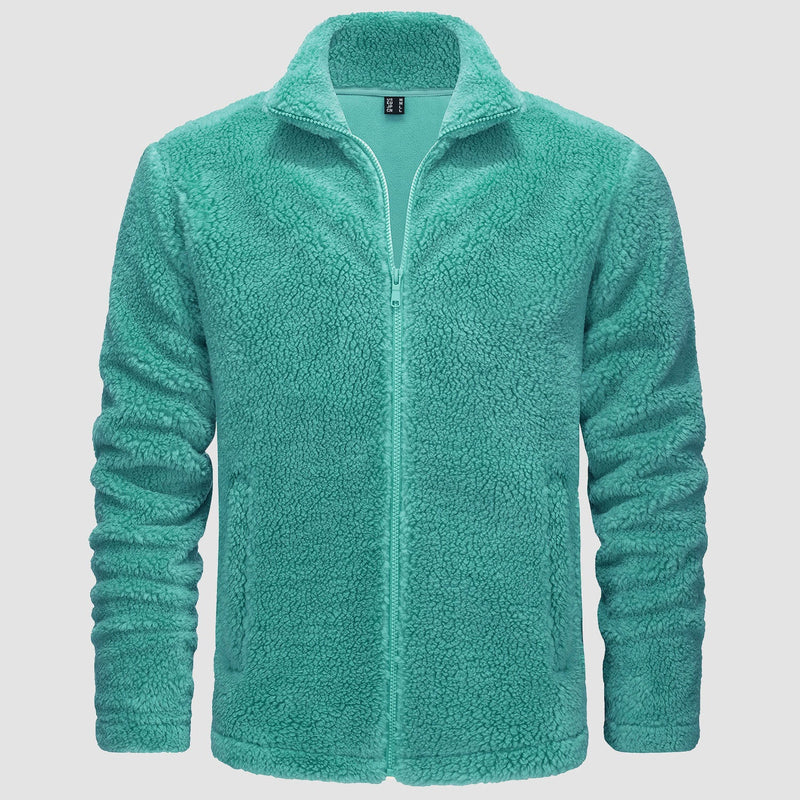 Men's Fluffy Sherpa Fleece Jacket - Full Zip Casual Winter Outerwear for Ultimate Warmth and Comfort