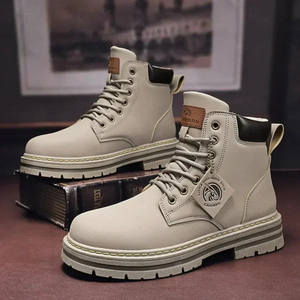 Men's Rugged Lace-Up Ankle Boots with Padded Collar & Durable Sole - Stylish & Comfortable Footwear