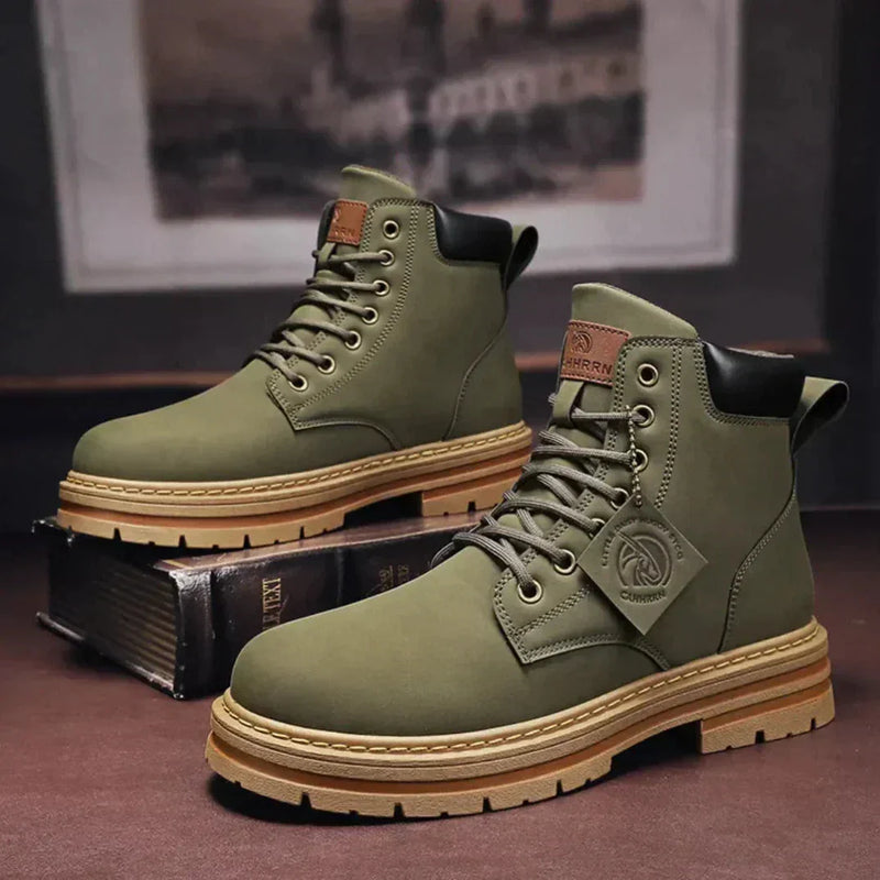 Men's Rugged Lace-Up Ankle Boots with Padded Collar & Durable Sole - Stylish & Comfortable Footwear