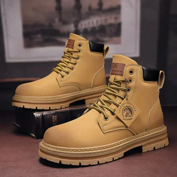 Men's Rugged Lace-Up Ankle Boots with Padded Collar & Durable Sole - Stylish & Comfortable Footwear