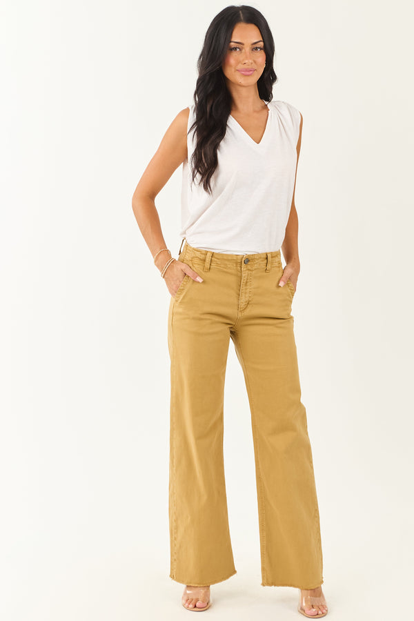 High Rise Stretchy Wide Leg Mica Denim Jeans - Desert Wash - Trendy & Comfortable Women's Fashion
