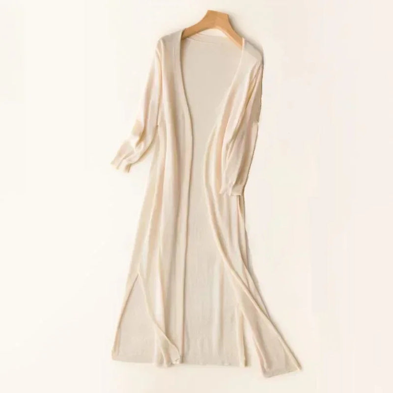 Women's Open Front Long Cardigan - Cozy Knit with Long Sleeves for Everyday Style