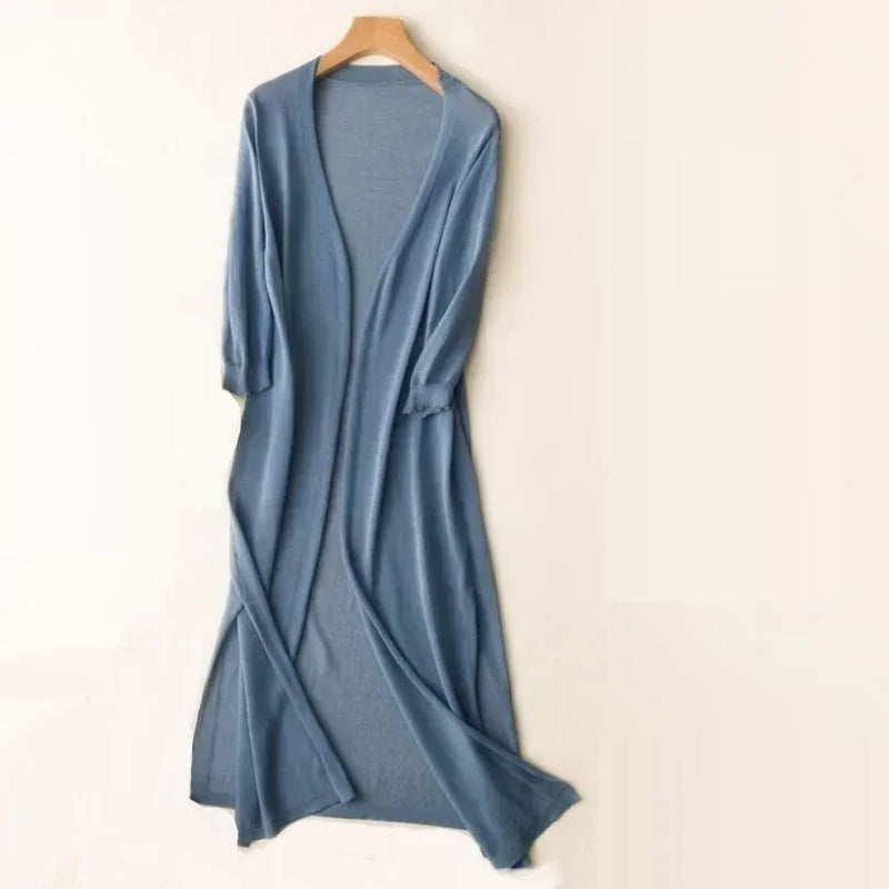 Women's Open Front Long Cardigan - Cozy Knit with Long Sleeves for Everyday Style