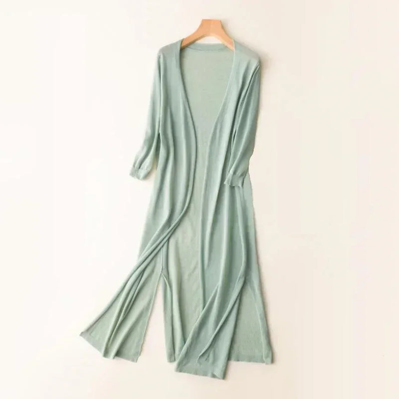 Women's Open Front Long Cardigan - Cozy Knit with Long Sleeves for Everyday Style