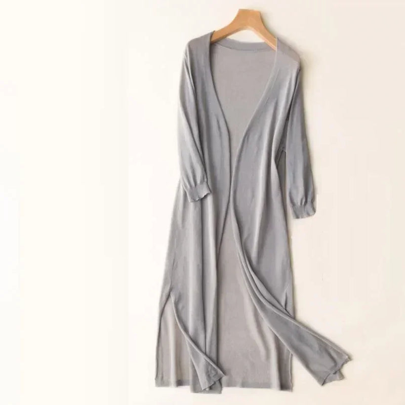 Women's Open Front Long Cardigan - Cozy Knit with Long Sleeves for Everyday Style