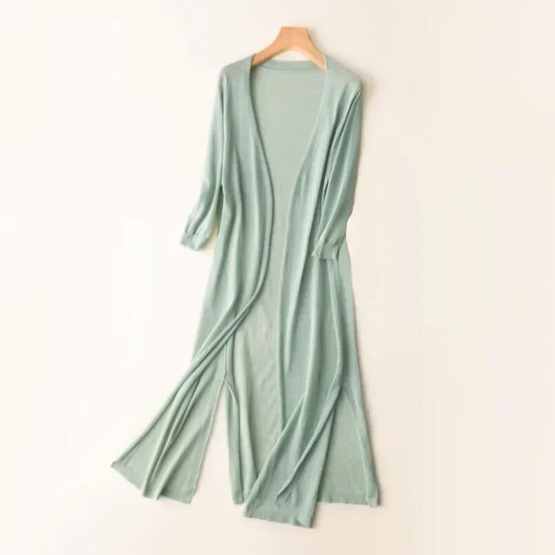 Women's Open Front Long Cardigan - Cozy Knit with Long Sleeves for Everyday Style