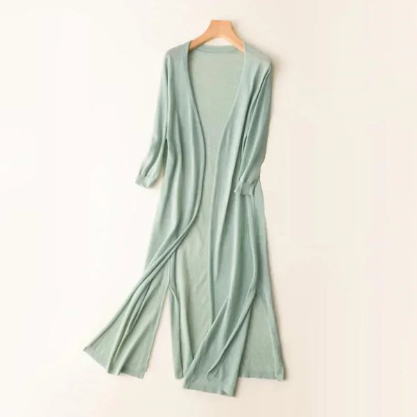 Women's Lightweight Open Front Long Cardigan - Breathable Sweater Layer for All Seasons