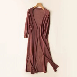 Women's Open Front Long Cardigan - Cozy Knit with Long Sleeves for Everyday Style