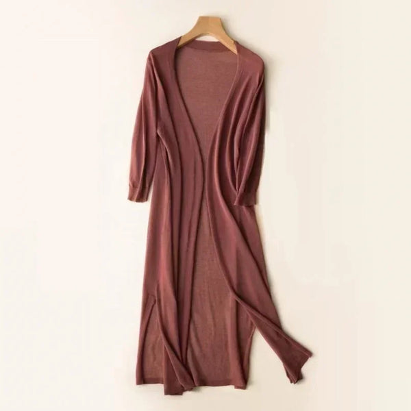 Women's Open Front Long Cardigan - Cozy Knit with Long Sleeves for Everyday Style