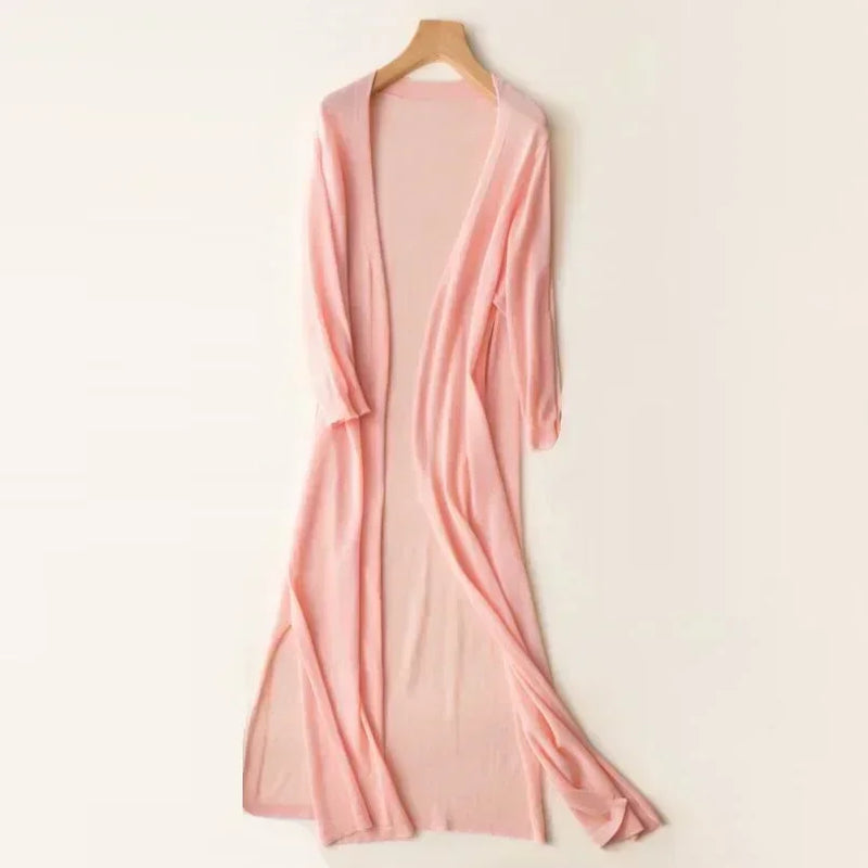 Women's Open Front Long Cardigan - Cozy Knit with Long Sleeves for Everyday Style