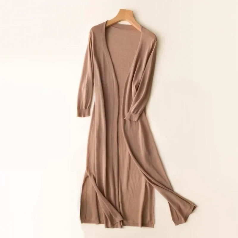 Women's Open Front Long Cardigan - Cozy Knit with Long Sleeves for Everyday Style