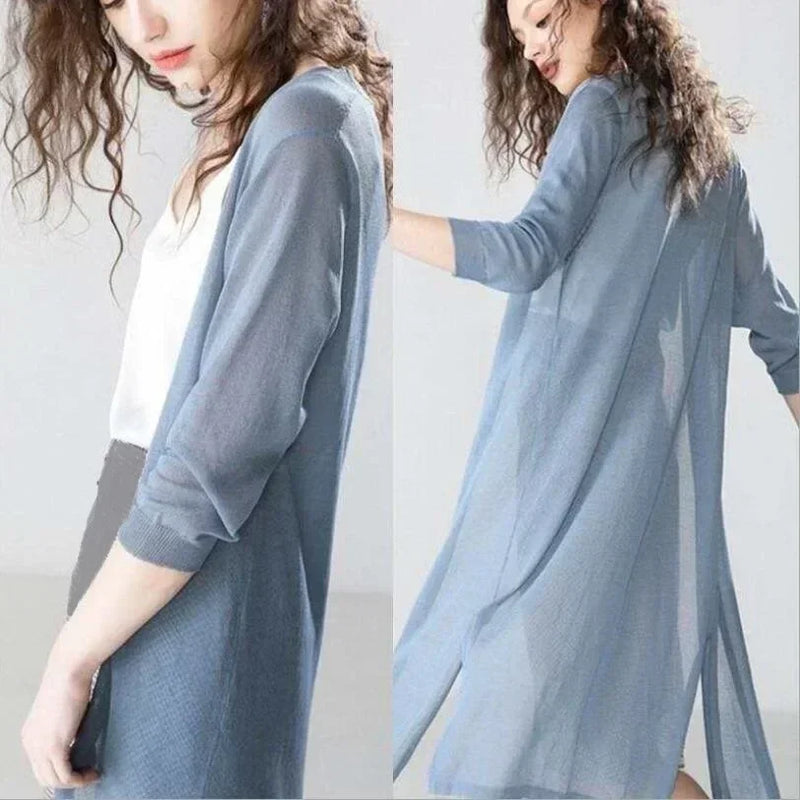 Women's Open Front Long Cardigan - Cozy Knit with Long Sleeves for Everyday Style