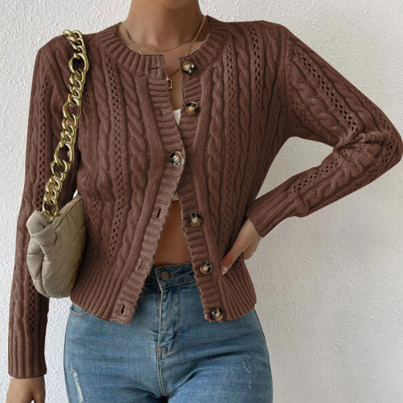 Women's Slim Fit Cable Knit Cardigan - Stylish Button Front Closure for a Chic Look