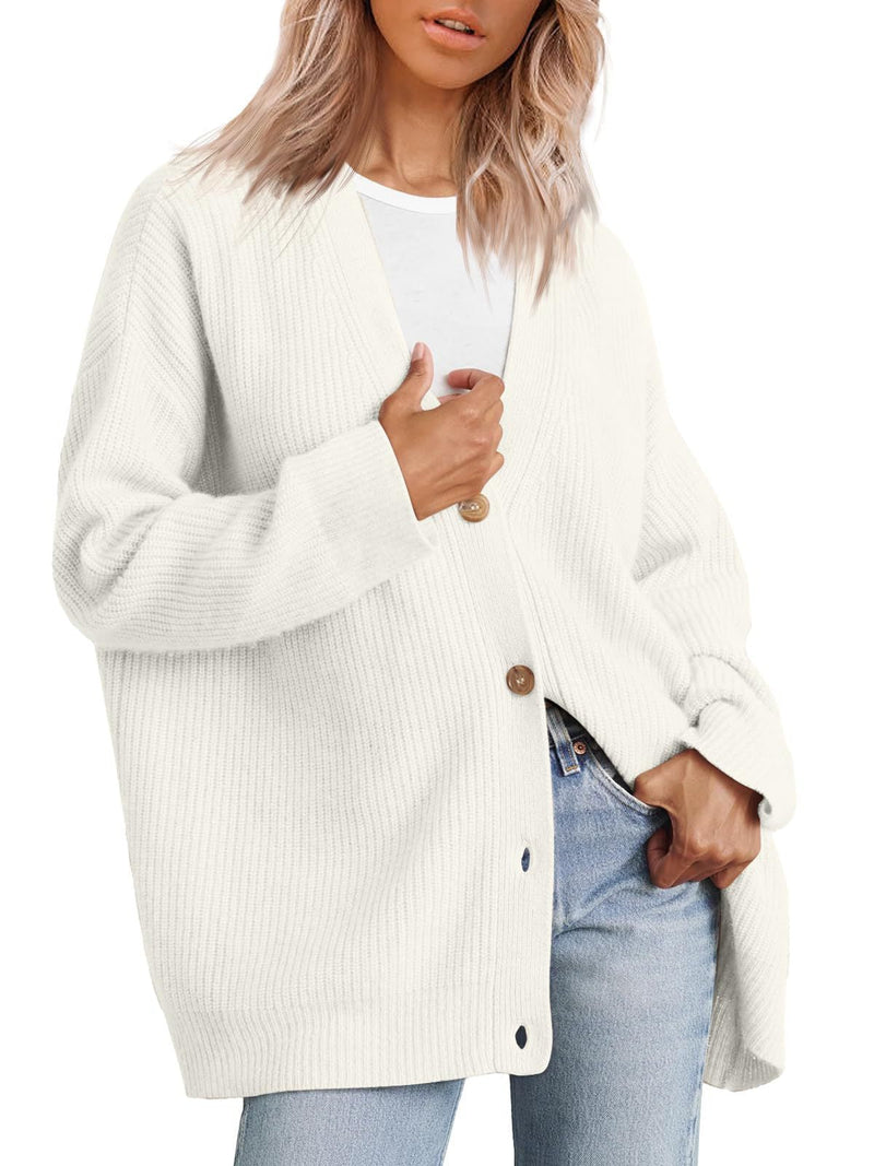 Women's Relaxed Fit Striped Knit Cardigan - Stylish Button-Up Sweater for Everyday Wear