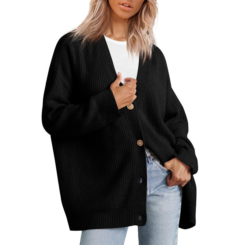 Women's Relaxed Fit Striped Knit Cardigan - Stylish Button-Up Sweater for Everyday Wear